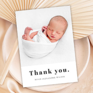 Simple Bold Typography Baby Photo Thank You Postcard