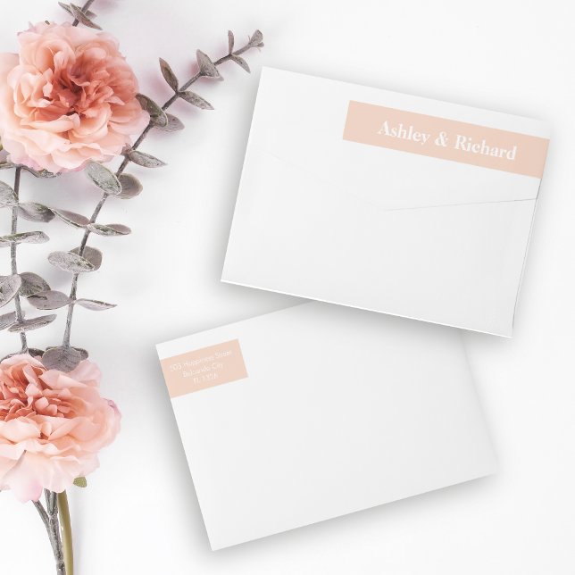 Simple bold typography peach pink wedding wrap around label (Creator Uploaded)