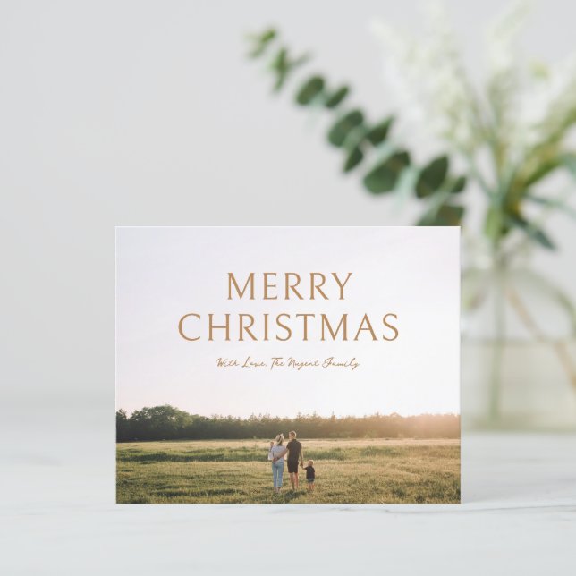 Simple Bold Typography Photo Modern Christmas Card (Standing Front)