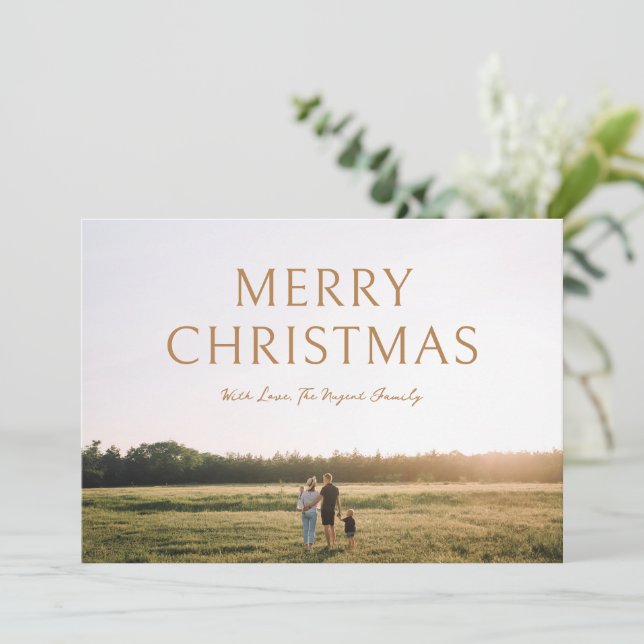 Simple Bold Typography Photo Modern Christmas Holiday Card (Standing Front)