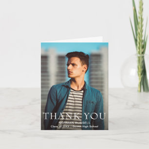 Simple Bold Typography Photo Modern Graduation Thank You Card