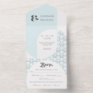 Simple Bold Vintage Aqua All In One Invitation