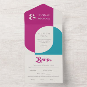 Simple Bold Vintage Magenta All In One Invitation