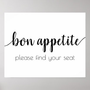 Simple Bon Appetite   Black Script Any Event Sign