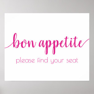 Simple Bon Appetite   Hot Pink Any Event Sign