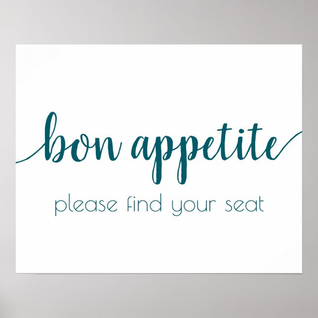 Simple Bon Appetite | Teal Aqua Any Event Sign (Front)