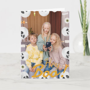 Simple Boo Happy Halloween family & friends Photo Card