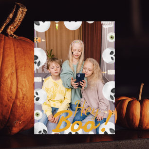Simple Boo Happy Halloween family & friends Photo Card