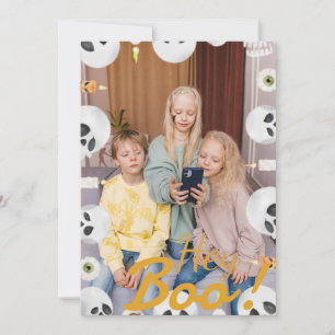 Simple Boo Happy Halloween family & friends Photo Holiday Card