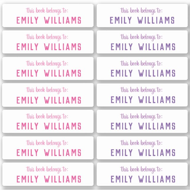 Simple Book Nameplate Name Sticker (Front)