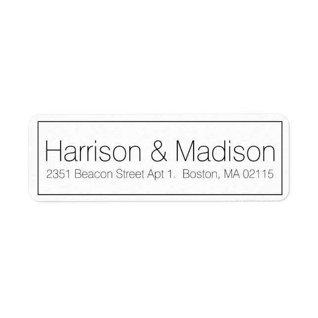 Simple Border black white Wedding Return Address (Front)