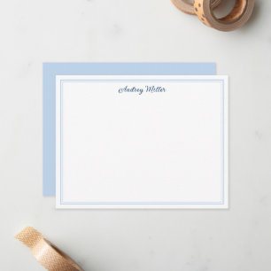 Simple Border Blue Script Personalised Card