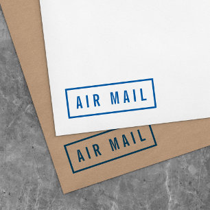 Simple Border Bold Blue Air Mail Self-inking Stamp