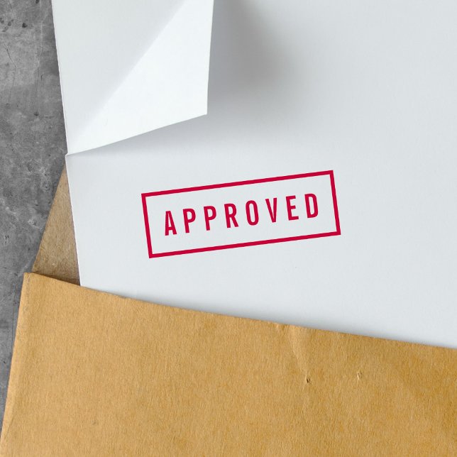 Simple Border Bold Red Approved Self-inking Stamp (Creator Uploaded)