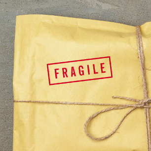 Simple Border Bold Red Fragile Self-inking Stamp