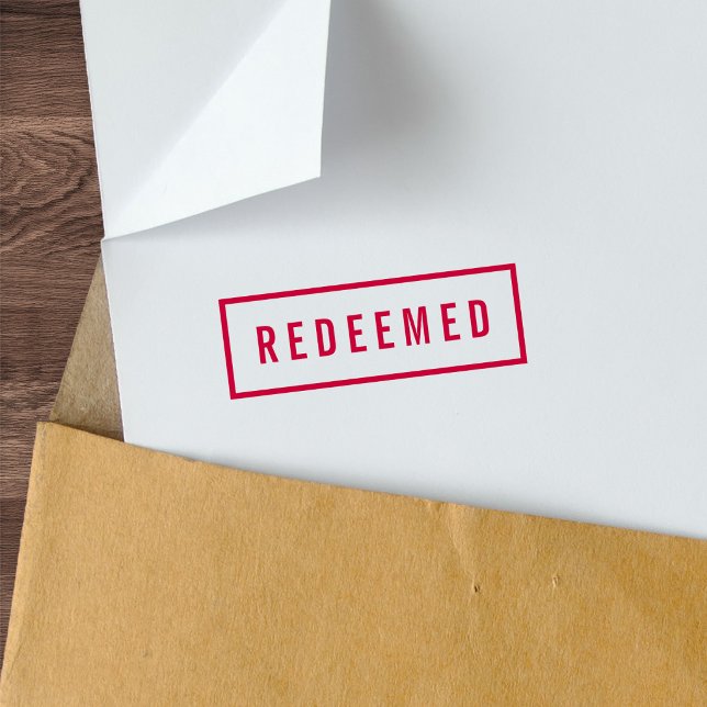 Simple Border Bold Red Redeemed Self-inking Stamp (Creator Uploaded)