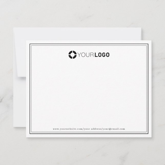 Simple border company logo personalised Stationery Card (Front)
