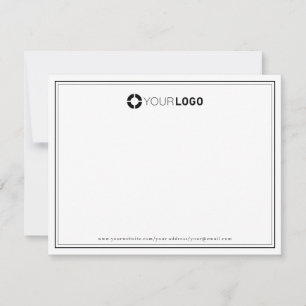 Simple border company logo personalised Stationery Card