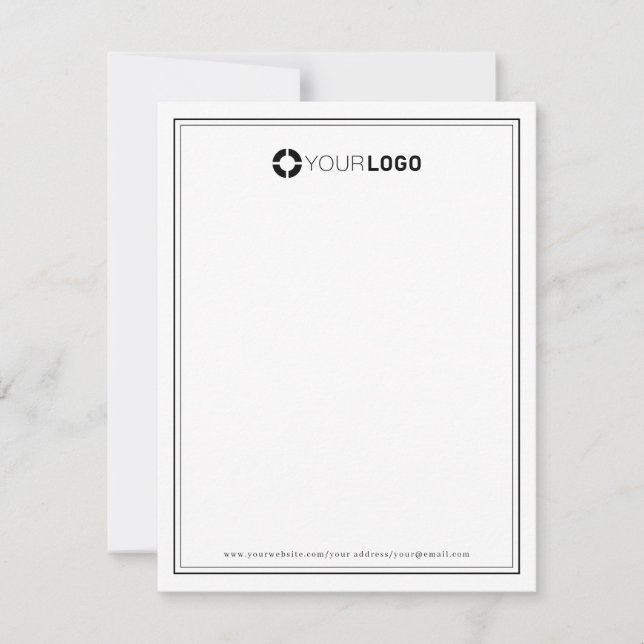 Simple border company logo personalised Stationery Card (Front)