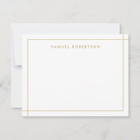 Simple Border Corner Square Tan Gold Note Card