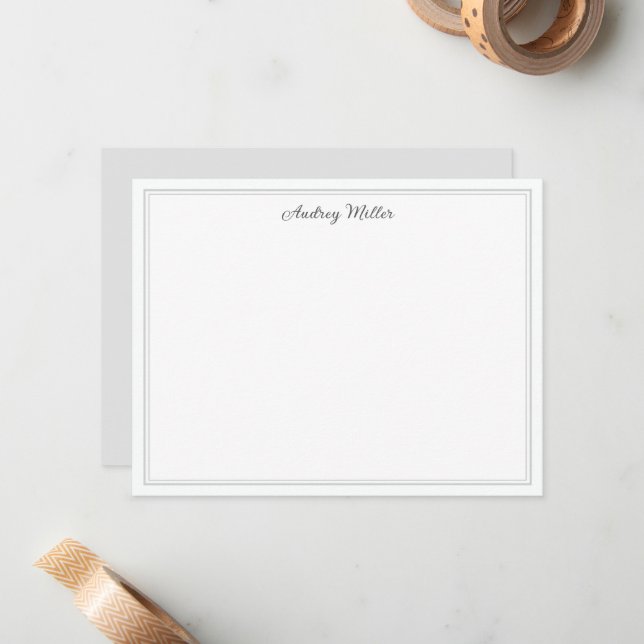 Simple Border Grey Script Personalised Card (Front/Back In Situ)
