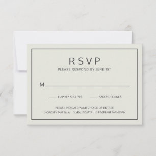Simple Border Light Beige Meal Choice Wedding RSVP Card