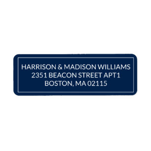 Simple Border navy blue white Return Address