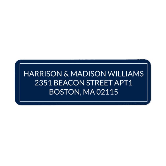 Simple Border navy blue white Return Address (Front)