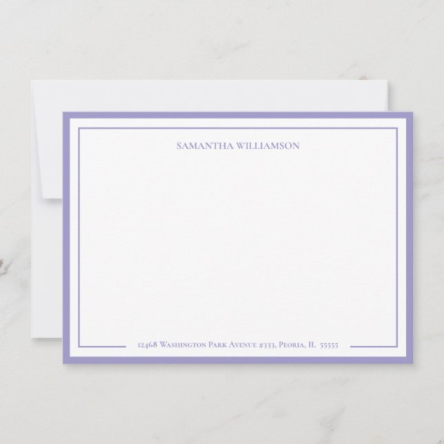 Simple Border Personalised Note Card Stationary (Front)