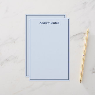 Simple Border Personalised Stationery Paper | Blue