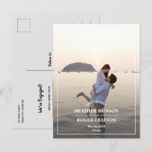 Simple Border Photo Wedding Save the Date Announcement Postcard