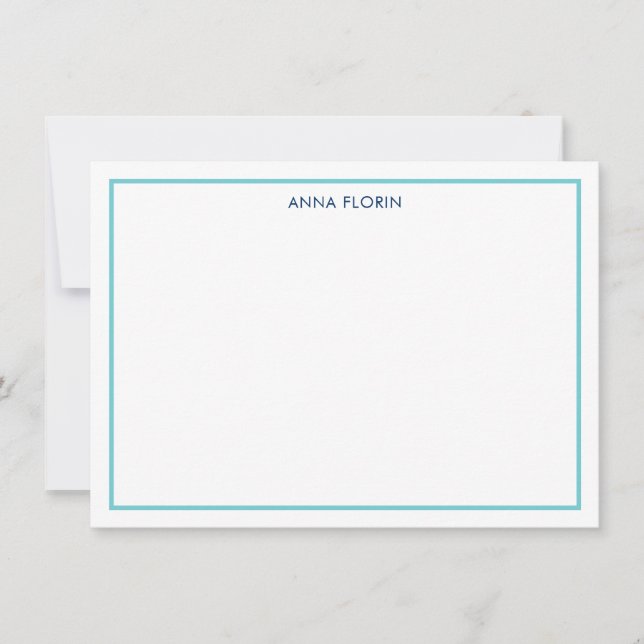 Simple Border Teal Note Card (Front)