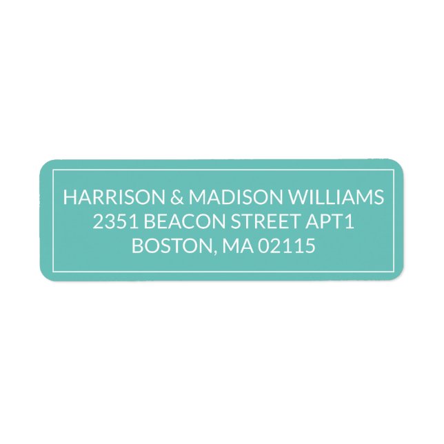 Simple Border teal white Return Address Label (Front)