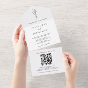 Simple Botanical All in One Wedding Invitation