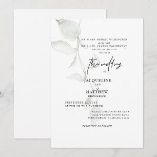 Simple Botanical Both Parents Wedding Invitation