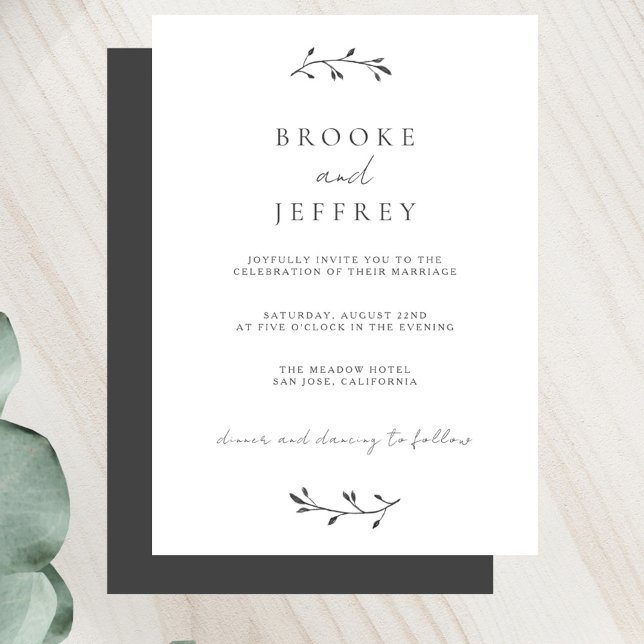 Simple Botanical Chic Modern Minimal Wedding Invitation (Creator Uploaded)