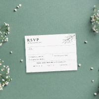 Simple Botanical Dark Green Meal Choice RSVP Card