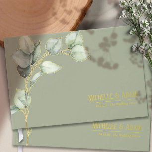Simple Botanical Eucalyptus Wedding Gold  Guest Book