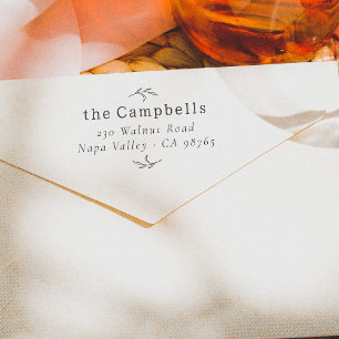 Simple Botanical Family Name & Return Address Self-inking Stamp