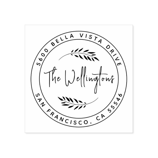 Simple Botanical Family Name Return Address  Self- Rubber Stamp (Imprint)