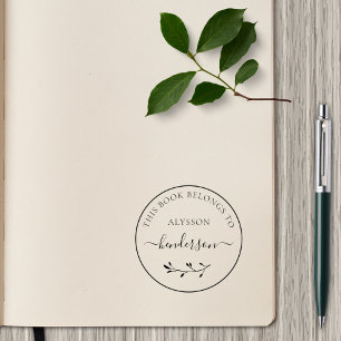 Simple Botanical From The Library Book Custom Rubber Stamp