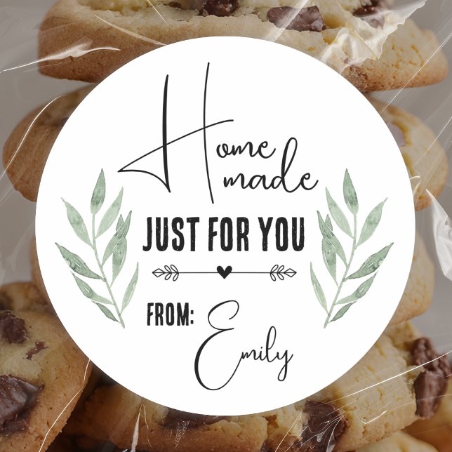 Simple Botanical Leaf Homemade Classic Round Sticker (Creator Uploaded)