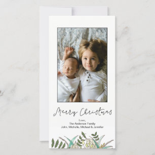 Simple Botanical Leaf Merry Christmas Holiday Card