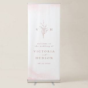 Simple botanical monogram rustic wedding welcome Retractable Banner