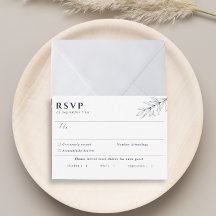Simple Botanical Navy Blue Meal Choice RSVP Card