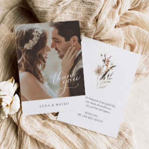 Simple Botanical Photo Wedding Thank You Card