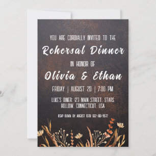 simple botanical rustic rehearsal dinner invitation