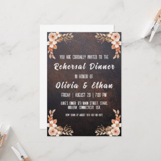 simple botanical rustic rehearsal dinner invitation