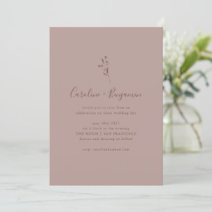 Simple Botanical Script Dusty Mauve Boho Wedding I Invitation