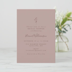 Simple Botanical Script Dusty Mauve Bridal Shower Invitation
